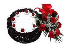 Balck Forest with Red Roses Bouquet